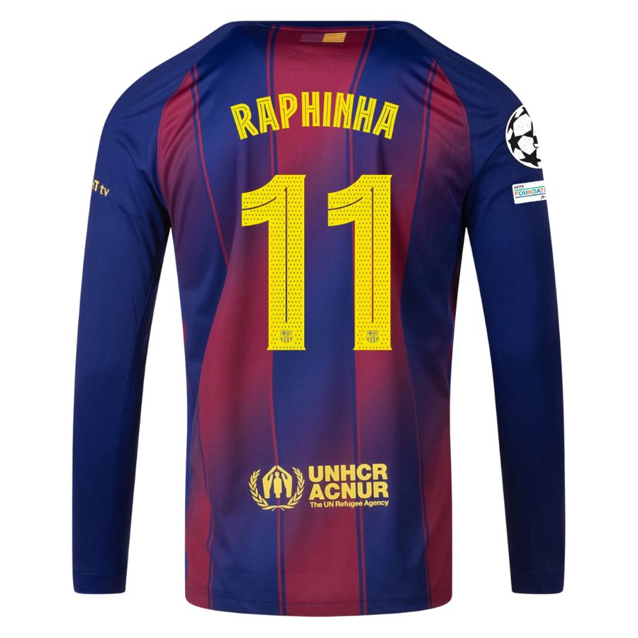 Maillot Barca Domicile 2025 2026 Raphinha Manches Longues UCL (2)