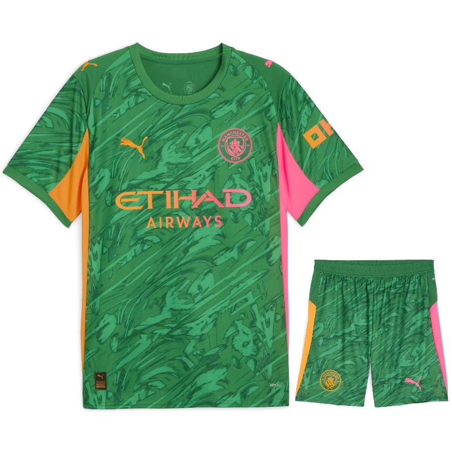 Maillot Kit Enfant Manchester City Domicile 2025 2026 Gardien Vert (1)