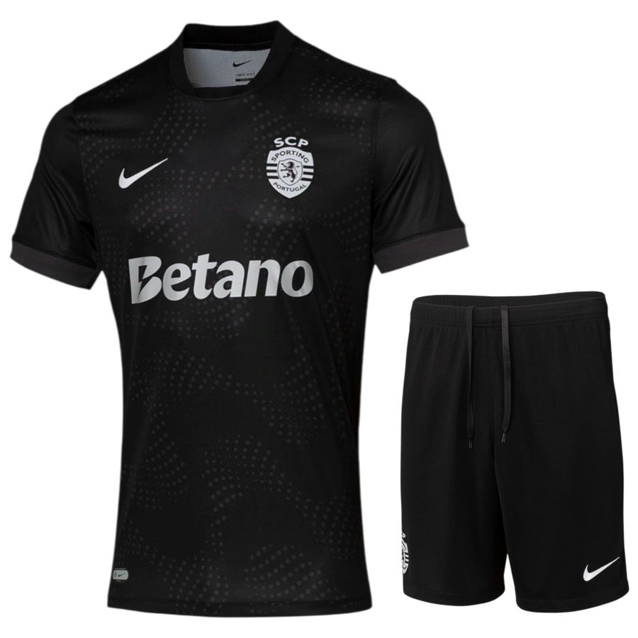 Maillot Kit Enfant Sporting Exterieur 2025 2026 Noir
