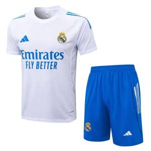 Ensemble Maillot Short Real Madrid 2025 2026 Blanc Bleu