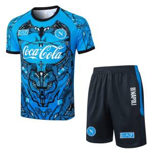 Ensemble Maillot Short Naples 2025 2026 Bleu Motif