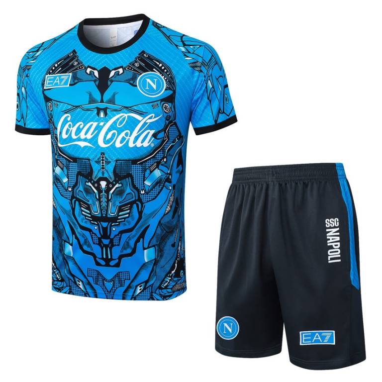 Ensemble Maillot Short Naples 2025 2026 Bleu Motif (1)
