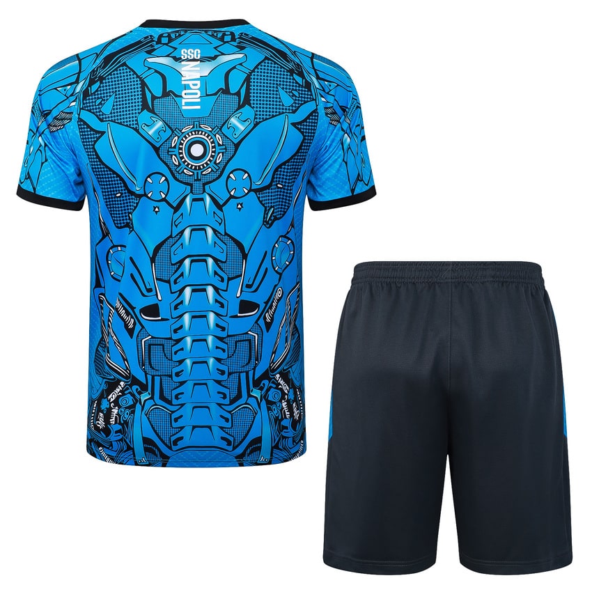 Ensemble Maillot Short Naples 2025 2026 Bleu Motif (2)