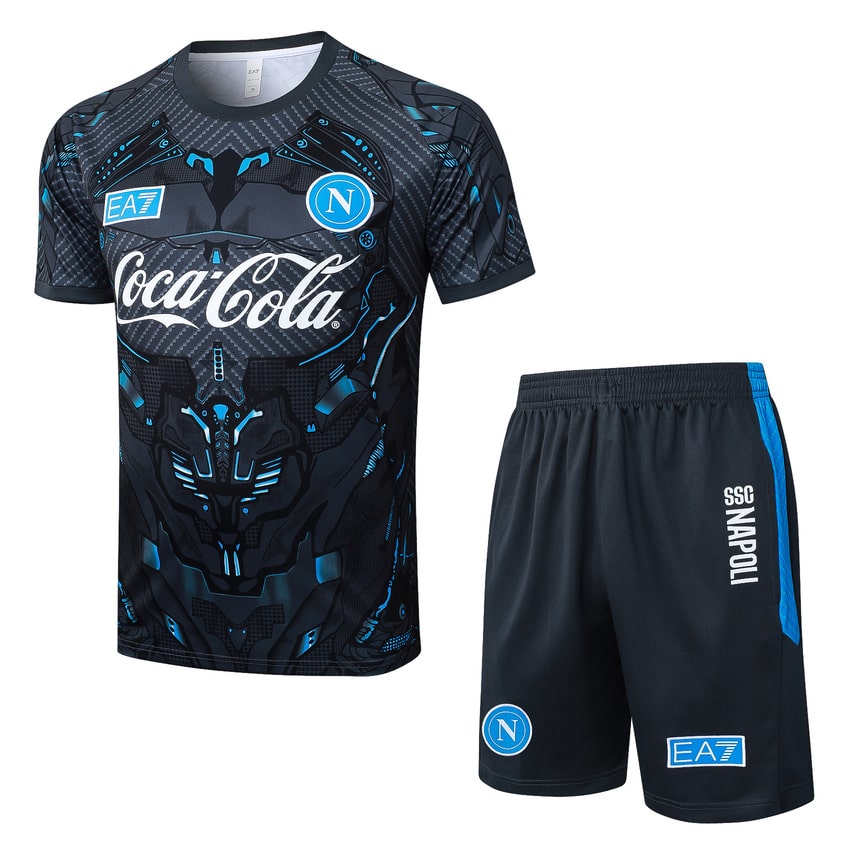 Ensemble Maillot Short Naples 2025 2026 Noir Motif (1)
