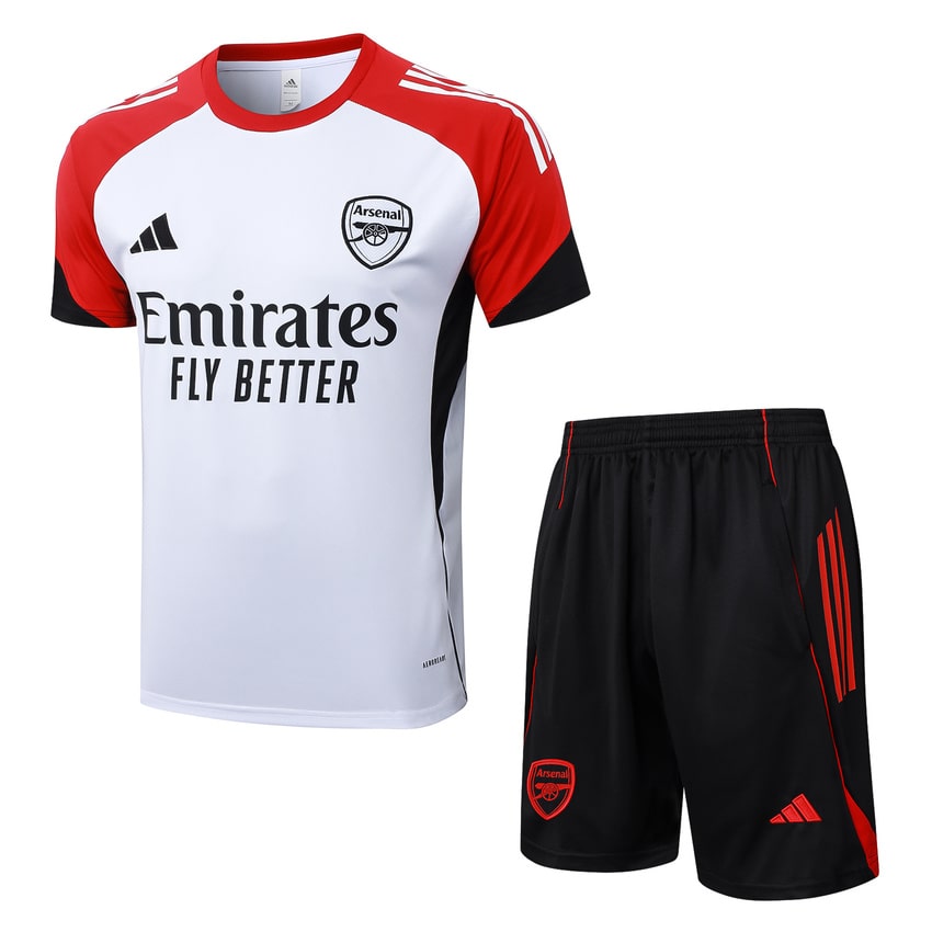 Ensemble Maillot Short Arsenal 2025 2026 Blanc Rouge (1)