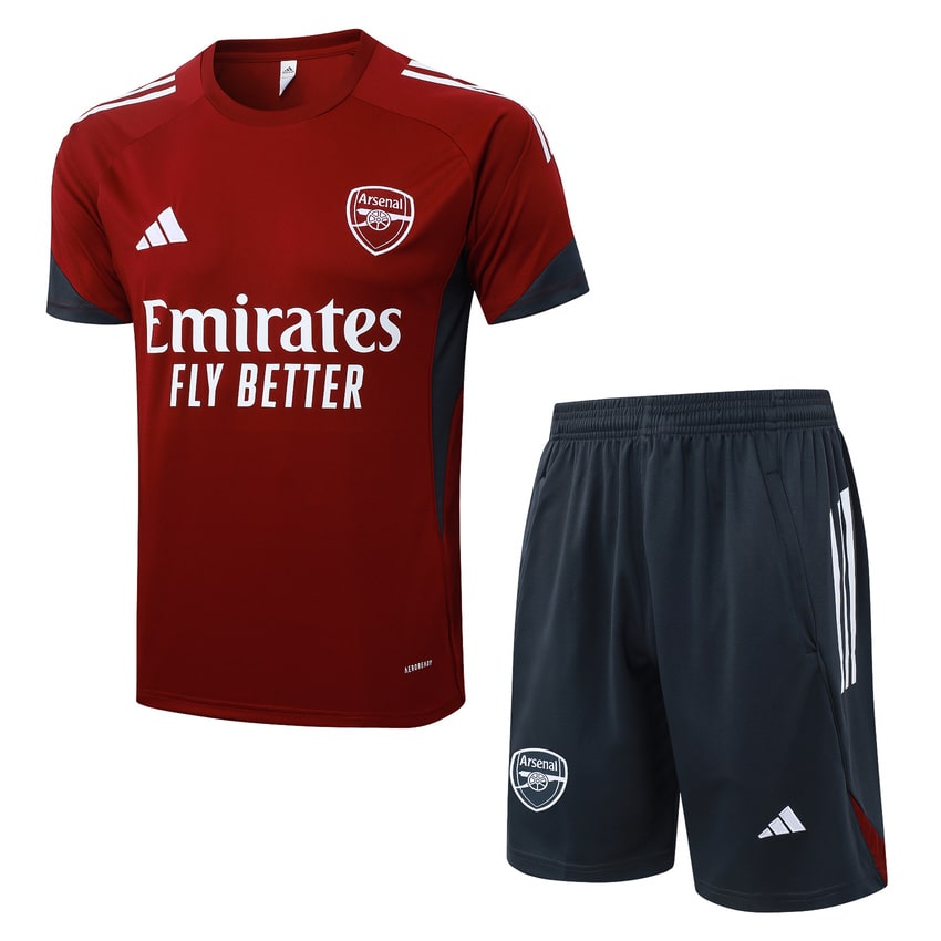 Ensemble Maillot Short Arsenal 2025 2026 Rouge Bleu (1)