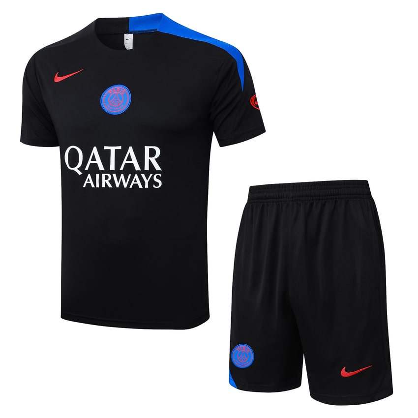 Ensemble Maillot Short PSG 2025 2026 Noir Foncé (1)