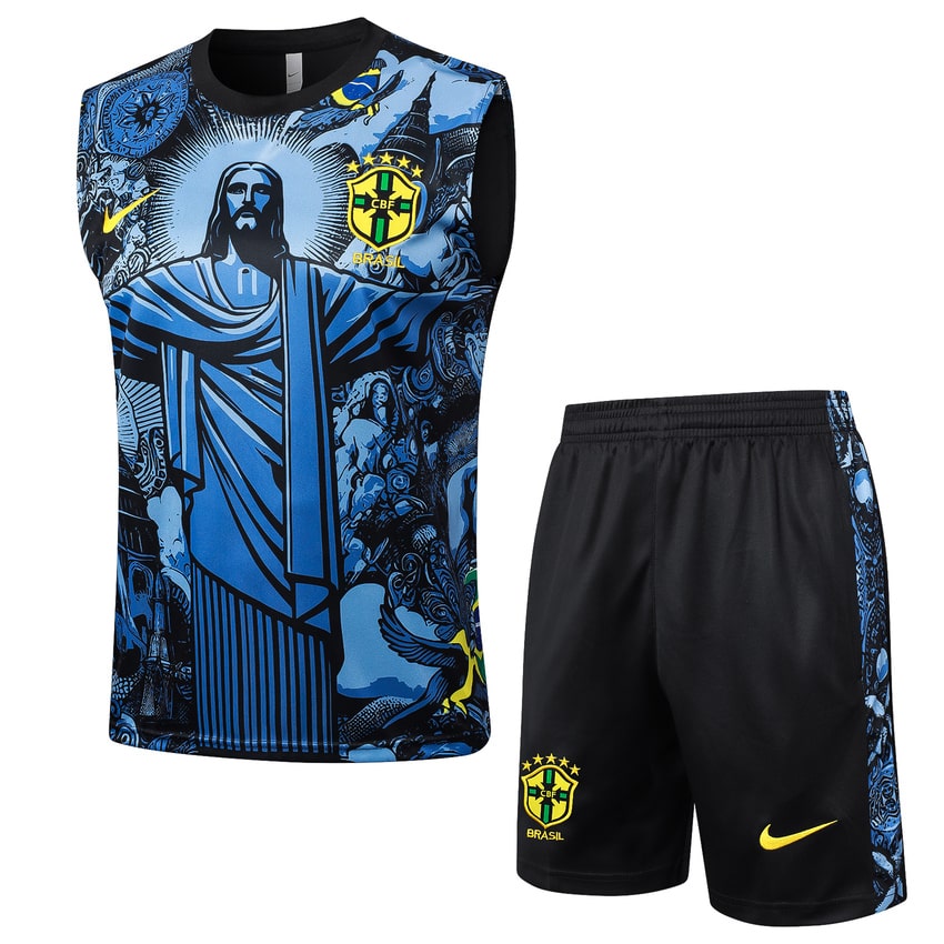 Debardeur Short Bresil 2024 2025 Bleu Motif (1)