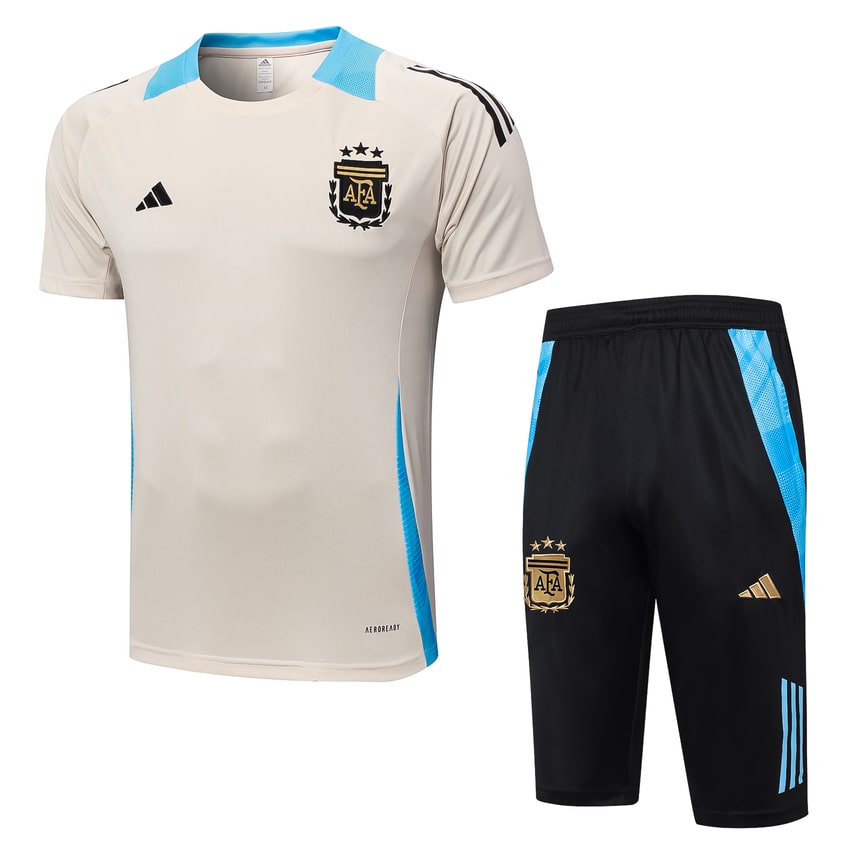 Ensemble Maillot Short Argentine 2024 2025 Beige (1)