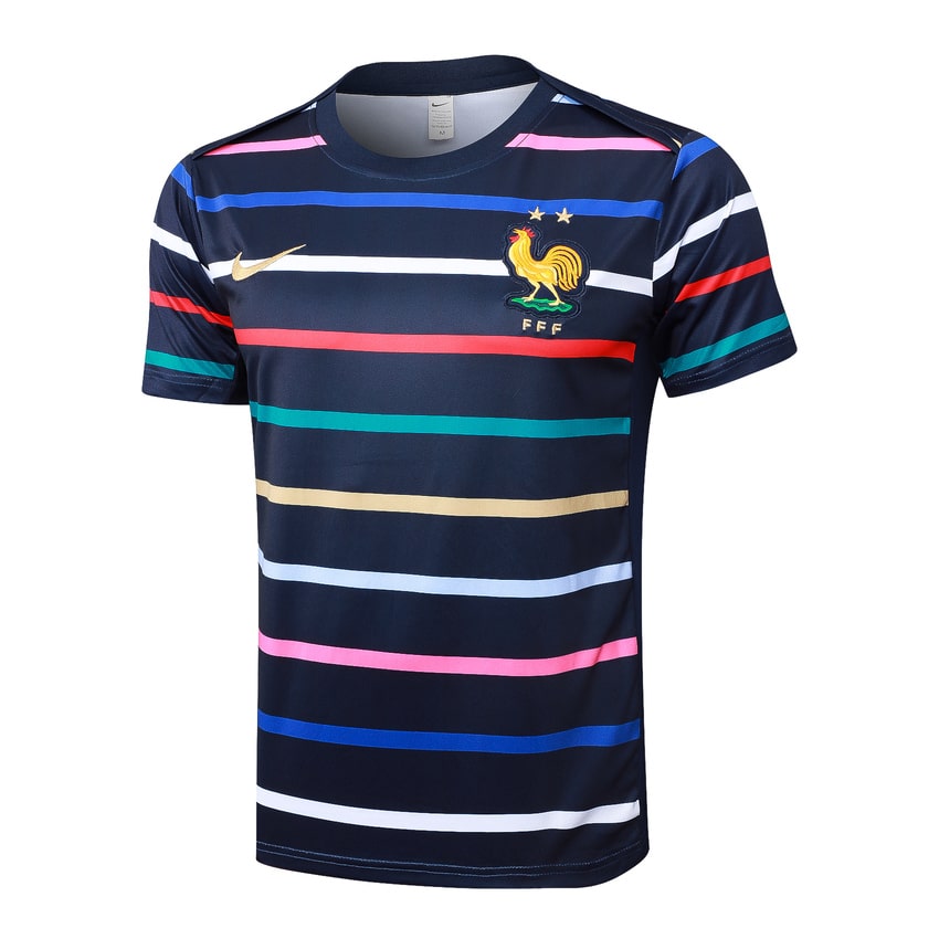 Ensemble Maillot Short Equipe de France 2024 2025 Bleu Motif (2)