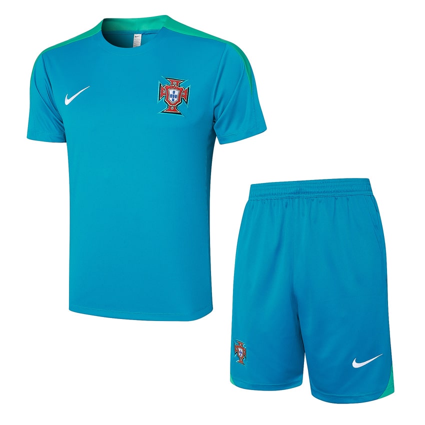 Ensemble Maillot Short Portugal 2024 2025 Bleu Ciel (1)