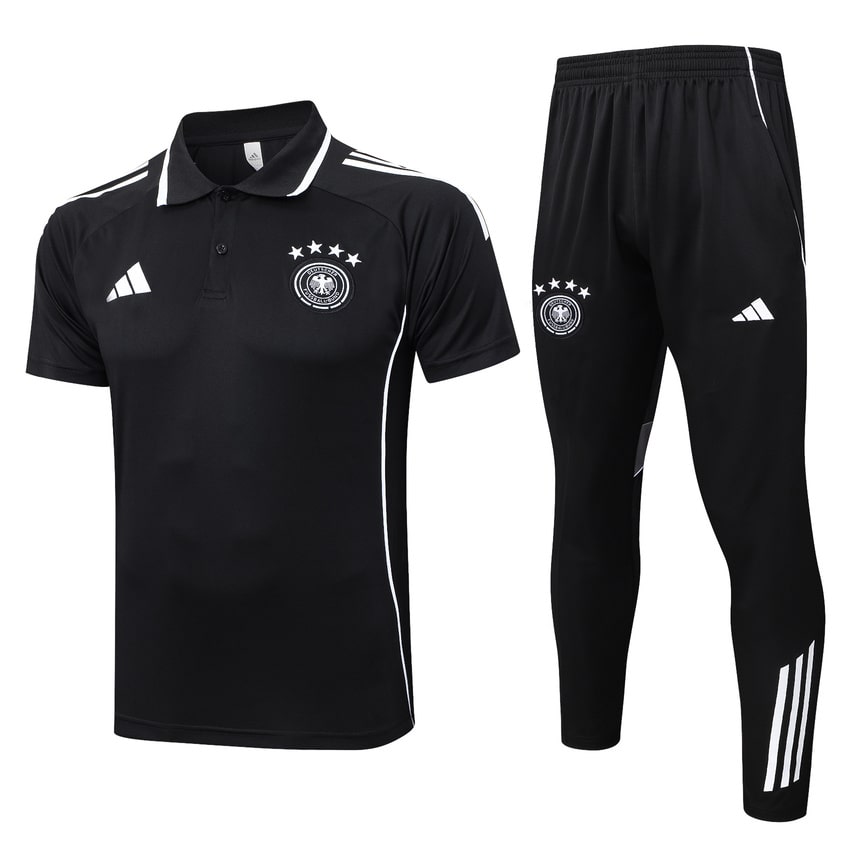 Survetement Allemagne Polo 2025 2026 Noir Blanc (1)