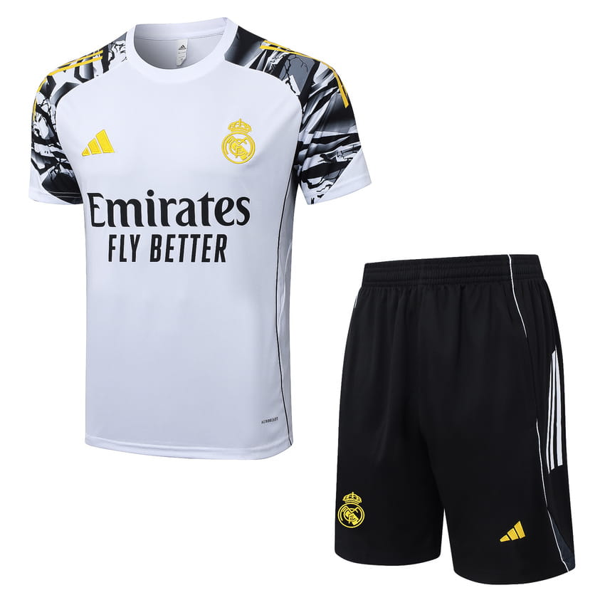 Ensemble Maillot Short Real Madrid 2025 2026 Blanc Tache (1)