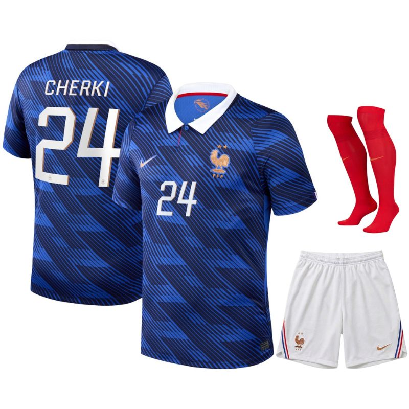 Maillot Equipe de France Kit Enfant Domicile Coupe du Monde 2026 Cherki (1)