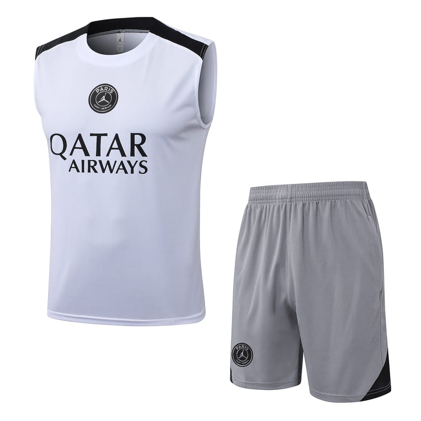 PSG 2026-2027 Tank Top and Shorts - White/Grey (1)