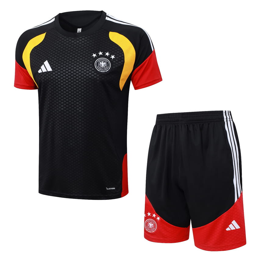 Ensemble Maillot Short Allemagne 2026 2027 Noir Rouge (1)