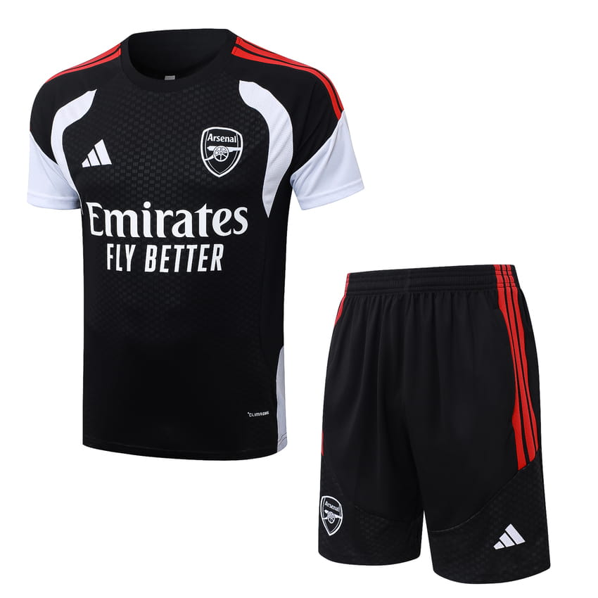 Ensemble Maillot Short Arsenal 2026 2027 Noir Rouge (1)