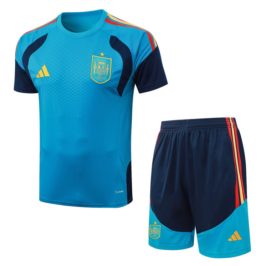 Ensemble Maillot Short Espagne 2026 2027 Bleu Clair (1)