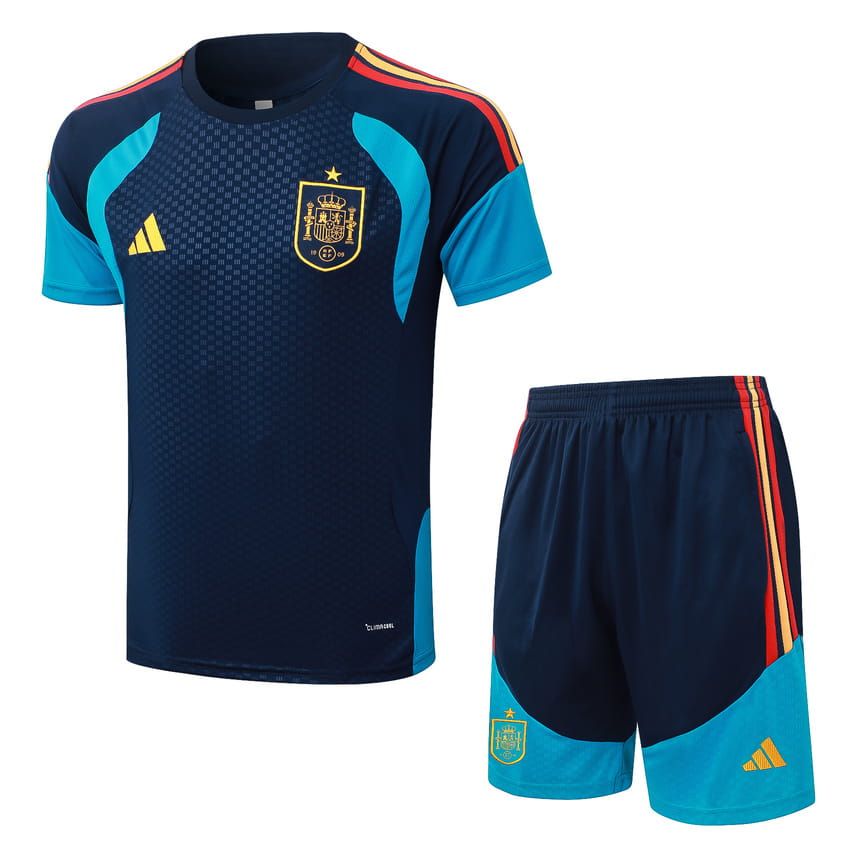 Ensemble Maillot Short Espagne 2026 2027 Bleu Sombre (1)