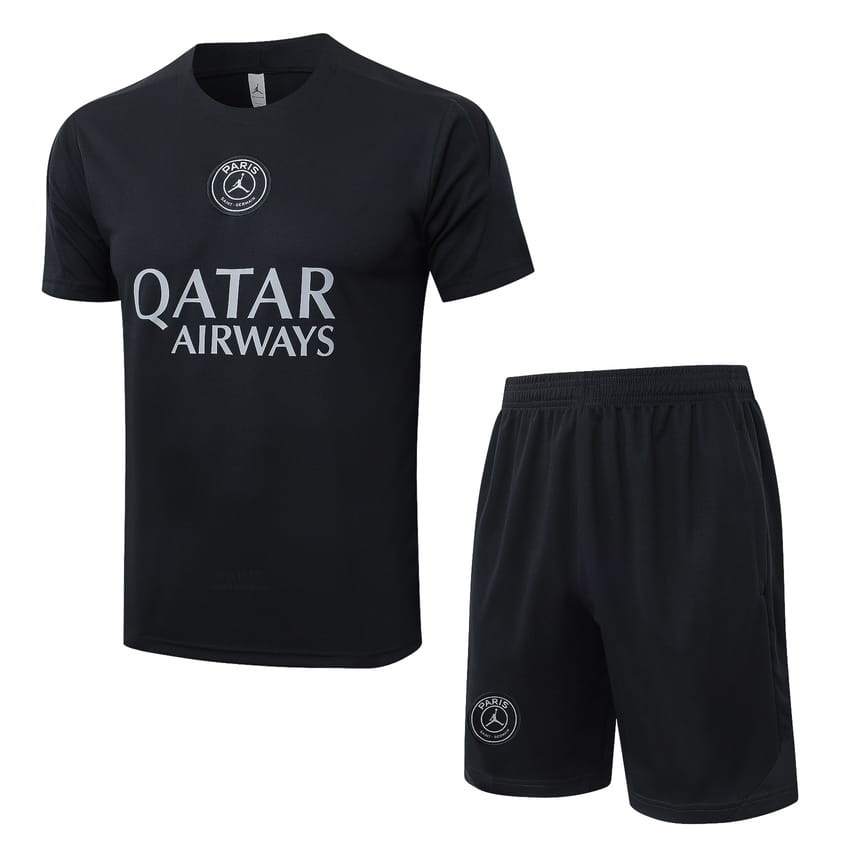 Ensemble Maillot Short PSG 2025 2026 Noir Sombre (1)