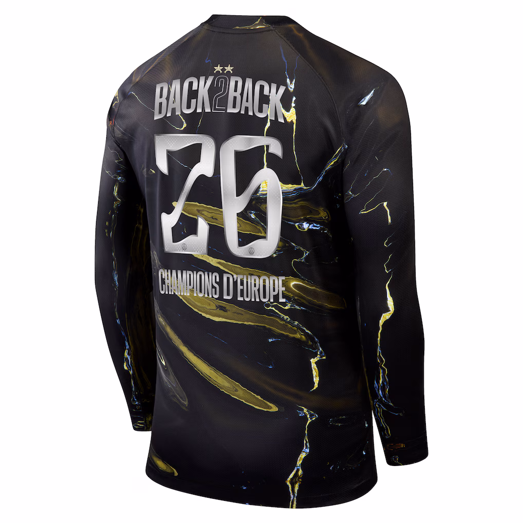Maillot PSG Jordan Night 2 étoiles Champions D’Europe 26 Manches Longues (2)
