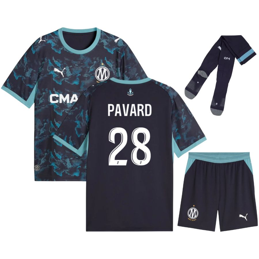 Maillot OM Kit Enfant Exterieur 2026 2027 Pavard