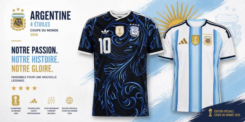 Maillots Argentine 4 Étoiles Coupe du Monde 2026