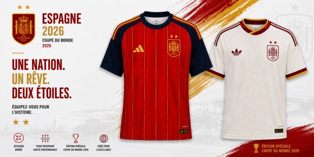 Maillots Espagne 2 Étoiles Coupe du Monde 2026