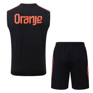 Debardeur Short Pays Bas 2026 2027 Noir Orange (3) Debardeur Short Pays Bas 2026 2027 Noir Orange (3)