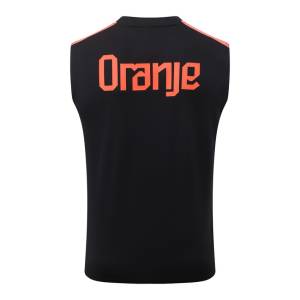 Debardeur Short Pays Bas 2026 2027 Noir Orange (4) Debardeur Short Pays Bas 2026 2027 Noir Orange (4)