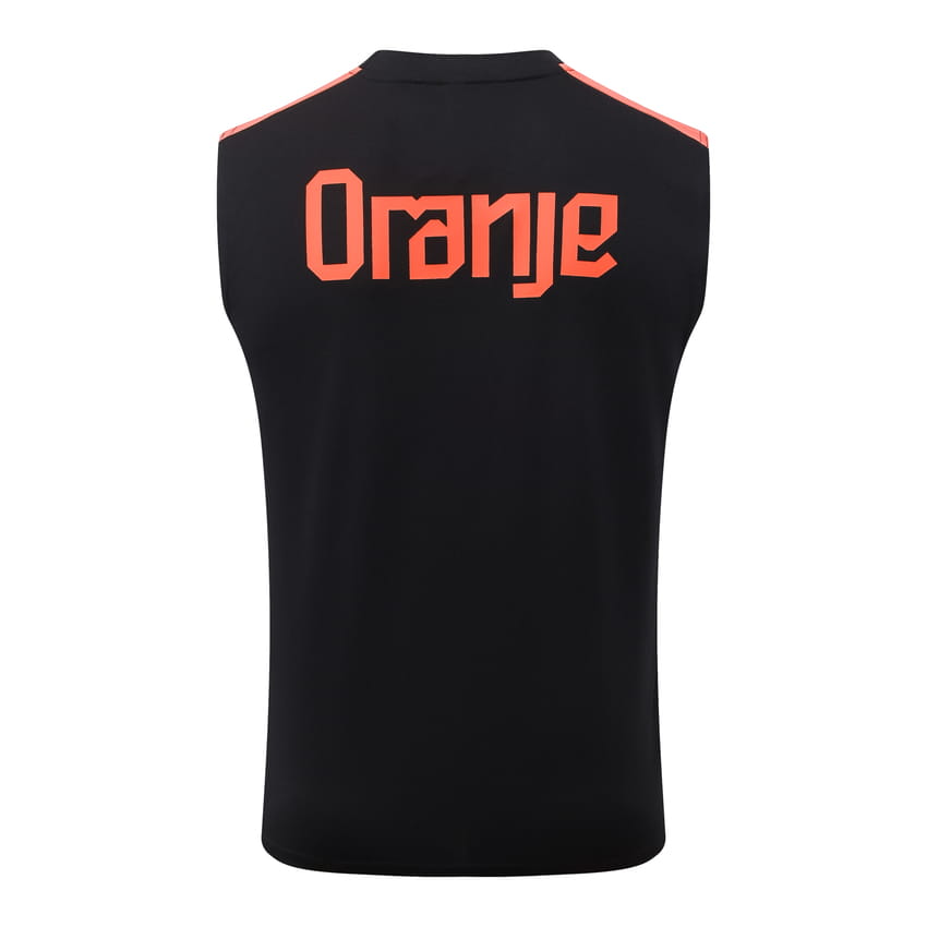 Debardeur Short Pays Bas 2026 2027 Noir Orange (4) Debardeur Short Pays Bas 2026 2027 Noir Orange (4)