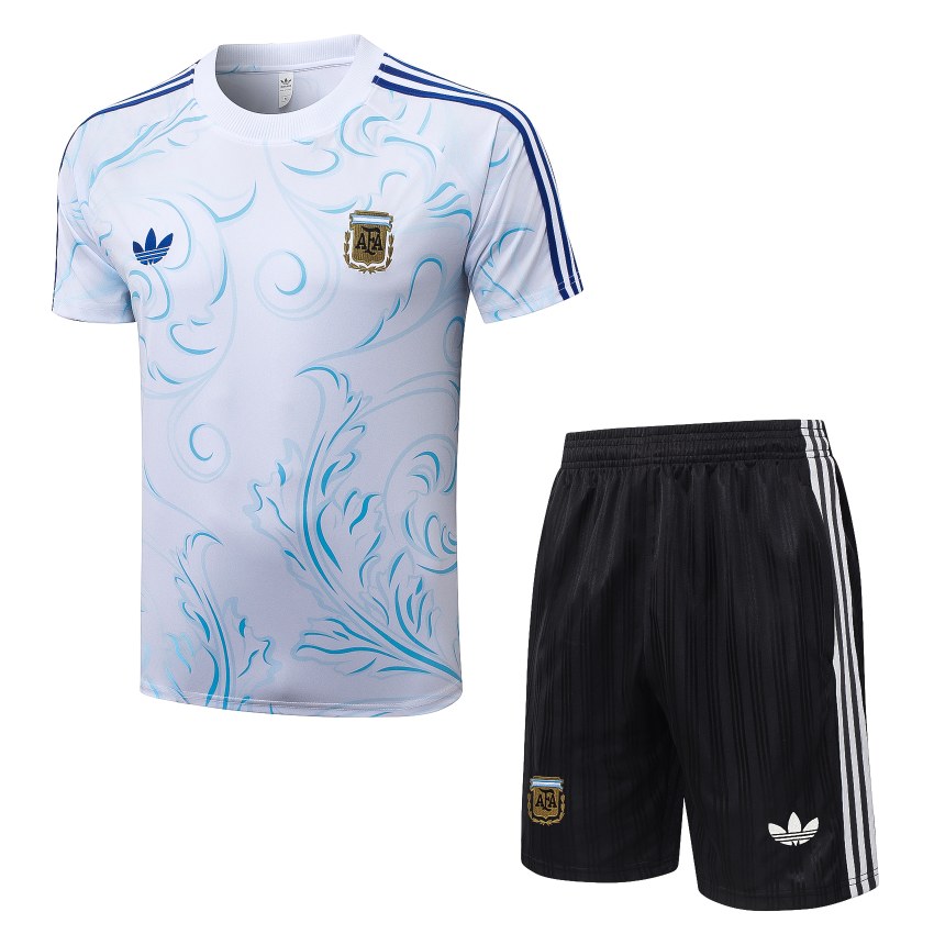 Ensemble Maillot Short Argentine 2026 2027 Blanc Motif (1)