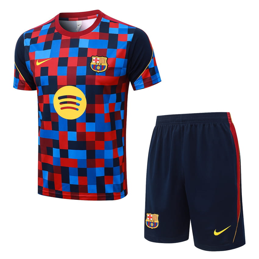Ensemble Maillot Short Barca 2026 2027 Bleu Rouge (1)