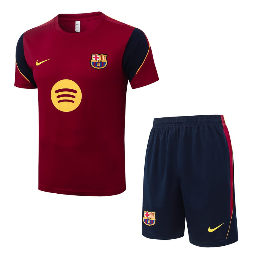 Ensemble Maillot Short Barca 2026 2027 Rouge Foncé (1)