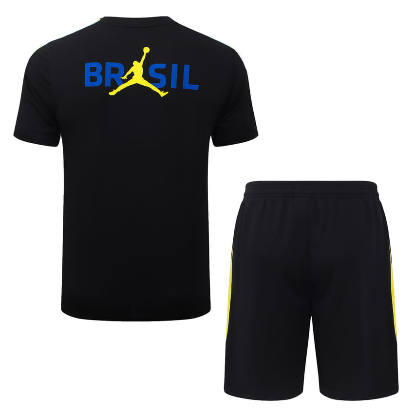 Ensemble Maillot Short Bresil 2026 2027 Noir Jaune (3)