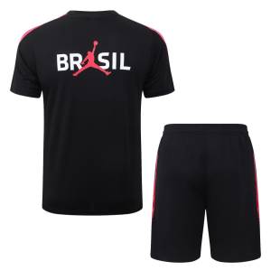 Ensemble Maillot Short Bresil 2026 2027 Noir Rouge (2)