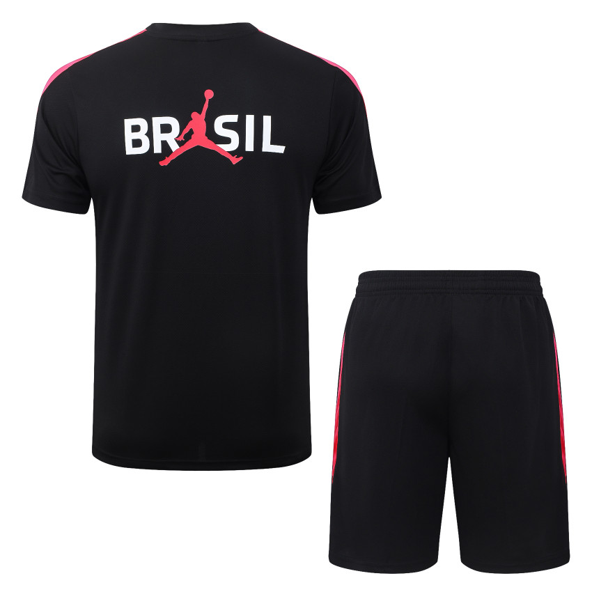 Ensemble Maillot Short Bresil 2026 2027 Noir Rouge (2)