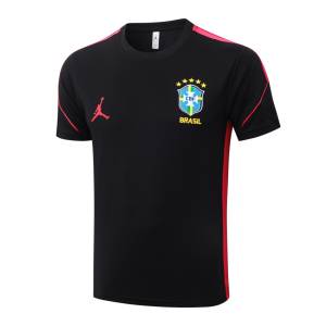 Ensemble Maillot Short Bresil 2026 2027 Noir Rouge (4)