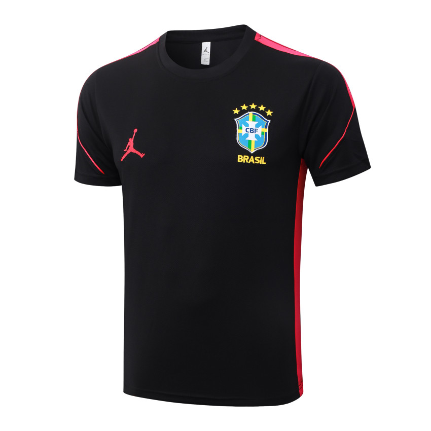 Ensemble Maillot Short Bresil 2026 2027 Noir Rouge (4)