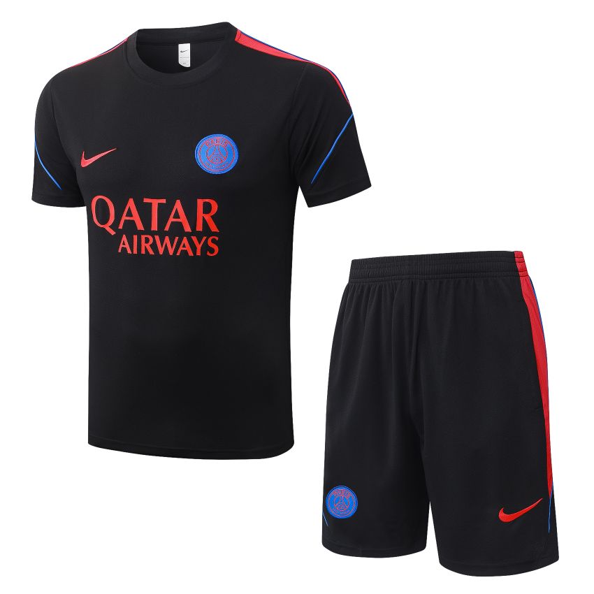 Ensemble Maillot Short PSG 2026 2027 Noir Rouge (1)