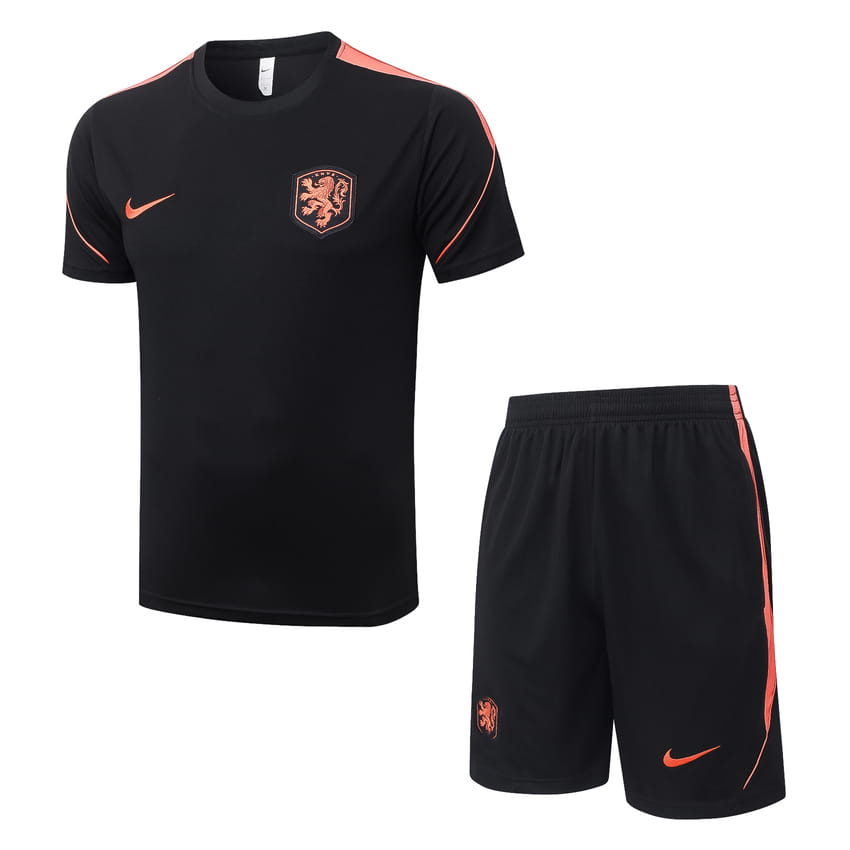Niederlande 2026-2027 Trikot- und Shorts-Set, Schwarz und Orange (1) Niederlande 2026-2027 Trikot- und Shorts-Set, Schwarz und Orange (1)