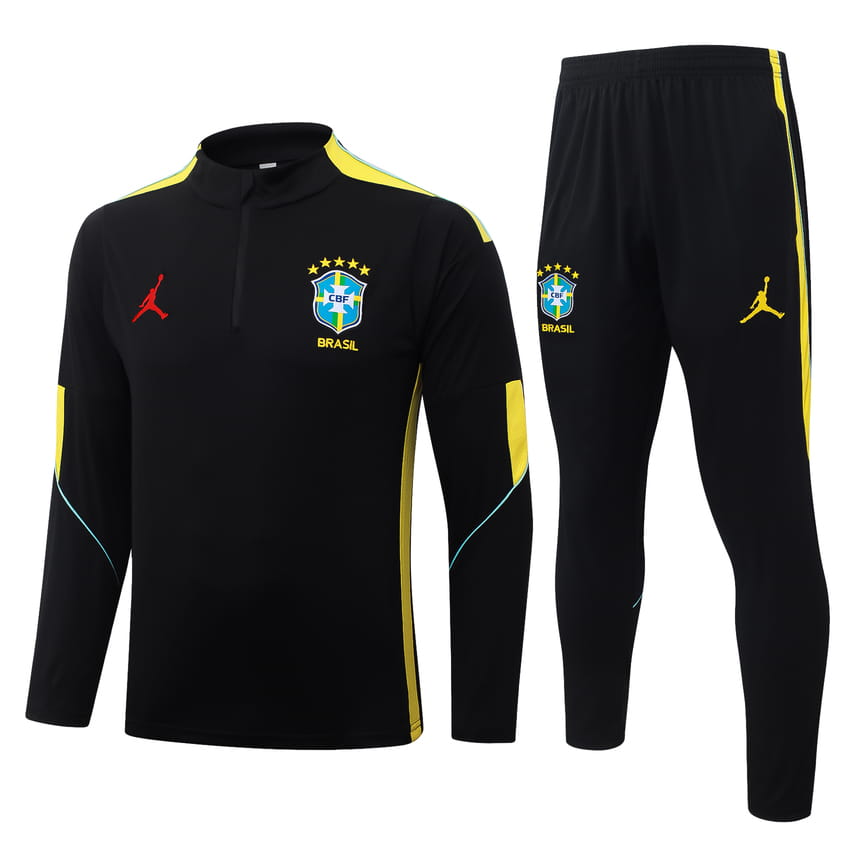 Survetement Bresil Training 2026 2027 Noir Jaune (1)