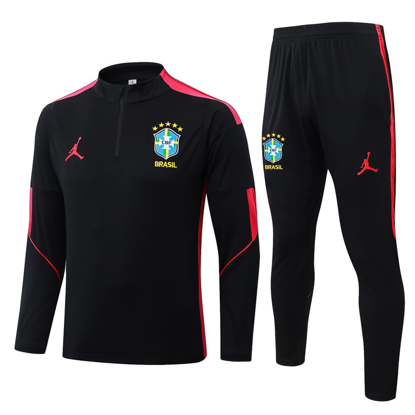 Survetement Bresil Training 2026 2027 Noir Rouge (1)