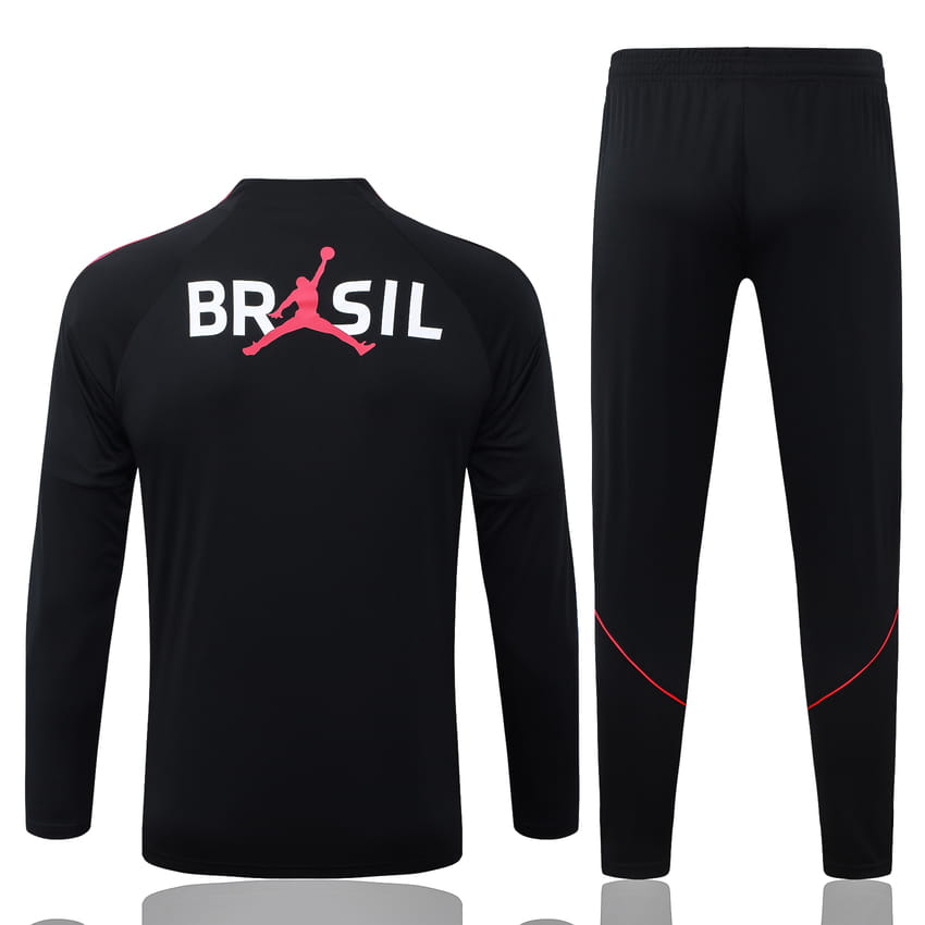 Survetement Bresil Training 2026 2027 Noir Rouge (4)