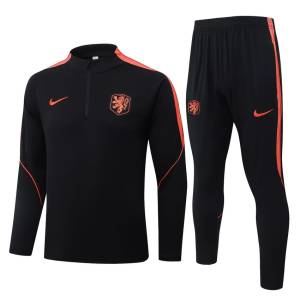 Trainingsanzug der Niederlande 2026-2027 Schwarz Orange