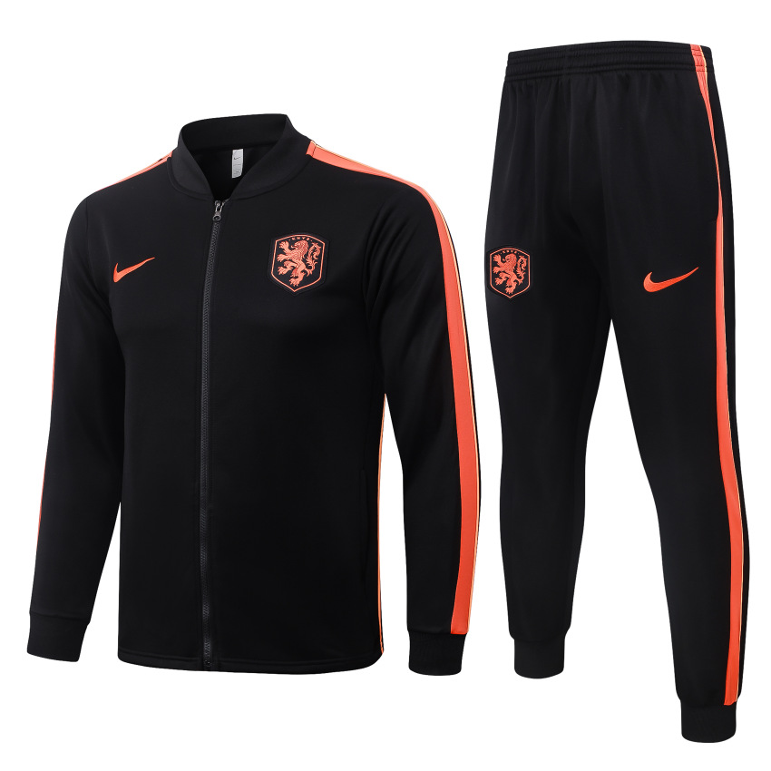 Netherlands Tracksuit Jacket 2026 2027 Black Orange (1)