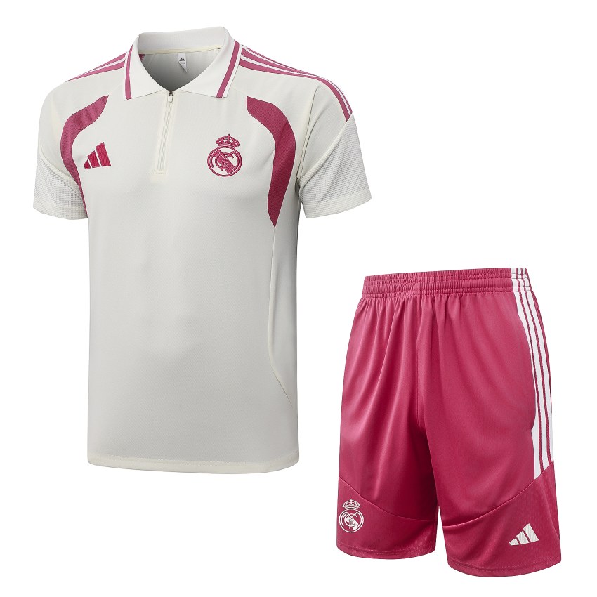 Survetement Real Madrid Polo 2026 2027 Beige Rouge (1) Survetement Real Madrid Polo 2026 2027 Beige Rouge (1)
